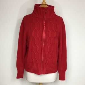 No Boundaries Red Turtleneck Cable Knit Zip Front Sweater Size Junior XXL Casual